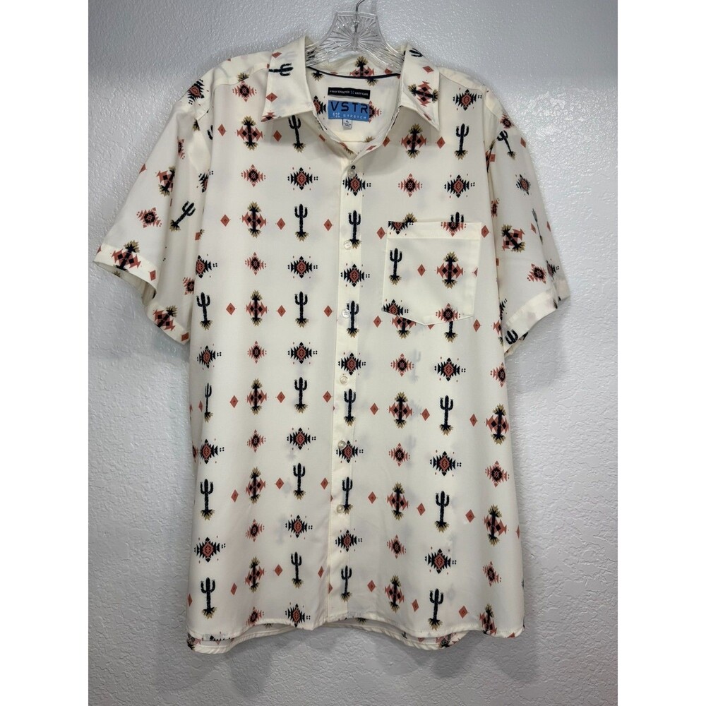VSTR Mens XL Multi Aztec Cactus 4 Way Stretch Easy Care Button Up Shirt 432